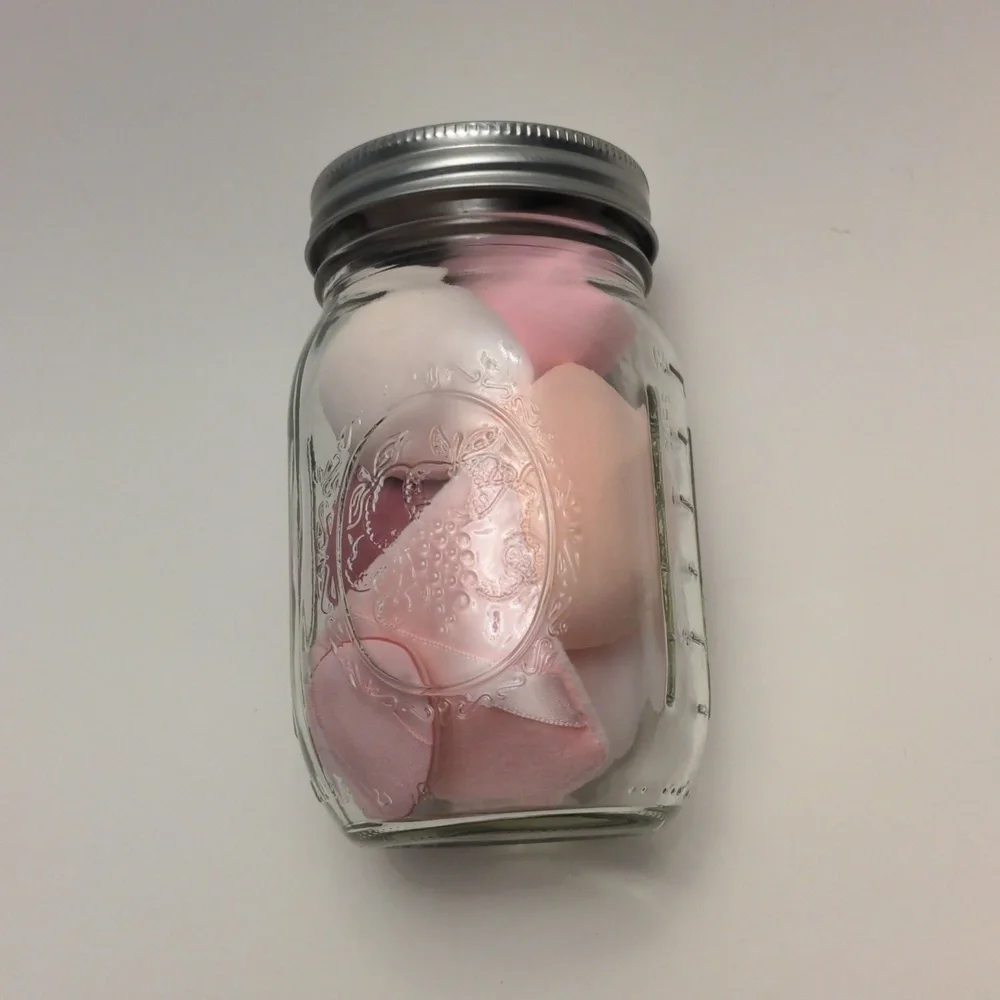 Beauty Blenders in Glass Mason Jar Pink set of 7